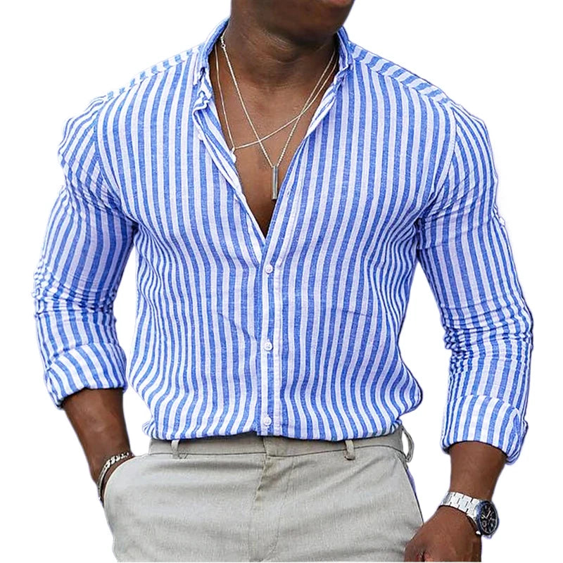 Camicia Righe Uomo Streetwear